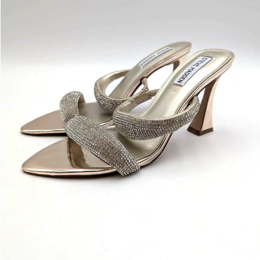 Steve Madden Harper Slide Sandals Open Toe Women's Metallic Size US7M EU37.5
